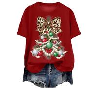 Maglietta basica con stampa natalizia in morbido cotone t-shirt morbida vestibilità standard ideale per celebrare le feste a dicembre che sia per serate tra amici o foto di famiglia, #A-03-Rosso, S