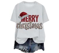 Maglietta basica con stampa natalizia in morbido cotone t-shirt morbida vestibilità standard ideale per celebrare le feste a dicembre che sia per serate tra amici o foto di famiglia, #A-02-bianco, S