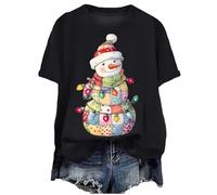 Maglietta basica con stampa natalizia in morbido cotone t-shirt morbida vestibilità standard ideale per celebrare le feste a dicembre che sia per serate tra amici o foto di famiglia, #A-01-il Nero, S