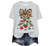 Maglietta basica con stampa natalizia in morbido cotone t-shirt morbida vestibilità standard ideale per celebrare le feste a dicembre che sia per serate tra amici o foto di famiglia, #A-03-bianco, S