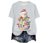 Maglietta basica con stampa natalizia in morbido cotone t-shirt morbida vestibilità standard ideale per celebrare le feste a dicembre che sia per serate tra amici o foto di famiglia, #A-01-bianco, S
