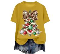Maglietta basica con stampa natalizia in morbido cotone t-shirt morbida vestibilità standard ideale per celebrare le feste a dicembre che sia per serate tra amici o foto di famiglia, #A-03-Giallo, S