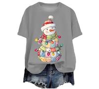 Maglietta basica con stampa natalizia in morbido cotone t-shirt morbida vestibilità standard ideale per celebrare le feste a dicembre che sia per serate tra amici o foto di famiglia, #A-01-Grigio, S