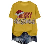 Maglietta basica con stampa natalizia in morbido cotone t-shirt morbida vestibilità standard ideale per celebrare le feste a dicembre che sia per serate tra amici o foto di famiglia, #A-02-Giallo, S