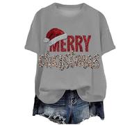 Maglietta basica con stampa natalizia in morbido cotone t-shirt morbida vestibilità standard ideale per celebrare le feste a dicembre che sia per serate tra amici o foto di famiglia, #A-02-Grigio, S