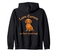 Maglietta Bassotto Love Comes On Four Short Legs Cute Dog Felpa con Cappuccio
