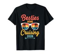 Maglietta Besties Gone Cruising 2026 Retro Sunset Palm Maglietta
