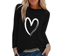 Maglietta bianca da donna con scollo rotondo a maniche lunghe come camicia casual camicia per il comfort elegante maglietta da donna oversize, auto-progettare magliette divertenti, Nero , L