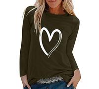 Maglietta bianca da donna con scollo rotondo a maniche lunghe come camicia casual camicia per il comfort elegante maglietta da donna oversize, auto-progettare magliette divertenti, verde militare, S