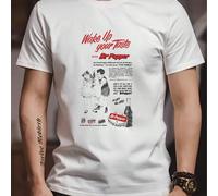 Maglietta bianca da uomo con motivo Dr. Pepper. T-shirt casual da uomo in puro cotone a maniche corte con scollo rotondo, 220 g/m² (1 pezzo) Maglietta da uomo a maniche corte con scollo tondo, casual,