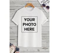 Maglietta bianca premium personalizzata da uomo con design grafico personalizzato, supporta immagini personalizzate, loghi esclusivi, stampe panoramiche complete, IP anime, ritratti di coppia, foto di