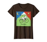 Maglietta Bicycle Day 1943 LSD Acid Hofmann Trip Maglietta, Donna, Marrone, L