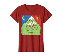 Maglietta Bicycle Day 1943 LSD Acid Hofmann Trip Maglietta, Donna, Mirtillo Rosso, XL