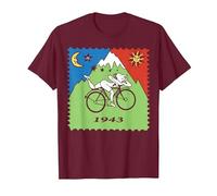 Maglietta Bicycle Day 1943 LSD Acid Hofmann Trip Maglietta, Uomo, Bordeaux, S