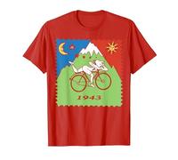 Maglietta Bicycle Day 1943 LSD Acid Hofmann Trip Maglietta, Uomo, Rosso, XXL