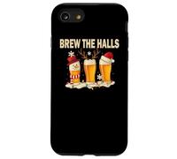 Maglietta Birra di Natale Divertente Brew The Halls Alcol Custodia per iPhone SE (2020) / 7/8