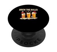 Maglietta Birra di Natale Divertente Brew The Halls Alcol PopSockets PopGrip Adesivo