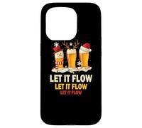 Maglietta Birra di Natale Divertente Festa Let It Flow Custodia per iPhone 15 Pro
