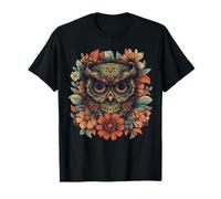 Maglietta Boho Owl - Floral Sugar Skull Mandala Art Design Maglietta