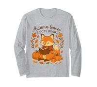 Maglietta Book Lover Cottagecore Fox Autumn Leaves Cozy Reads Maglia a Manica