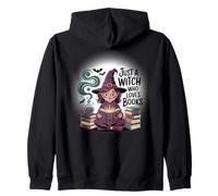 Maglietta Book Lover Just a Witch Who Loves Books Felpa con Cappuccio