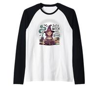 Maglietta Book Lover Just a Witch Who Loves Books Maglia con Maniche Raglan