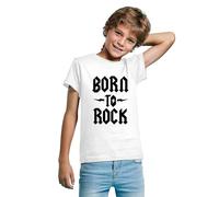 Maglietta Born to Rock per bambini - Maglietta rockera nata per rockanrolear ragazzi e ragazze, bianco, 8 Anni