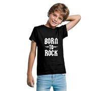 Maglietta Born to Rock per bambini - Maglietta rockera nata per rockanrolear ragazzi e ragazze, Nero , 6 anni
