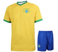 Maglietta Brasile per la casa, per bambini e adulti, per ragazzi e uomini, per il calcio, per lo sport, abbigliamento sportivo, giallo., M