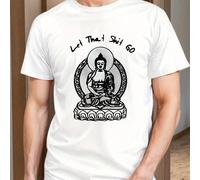 Maglietta Buddha "Let That Go", maglietta da uomo a girocollo, 220 g/m², per l'estate, in puro cotone, maniche corte (1 pezzo) Maglietta da uomo a maniche corte con scollo tondo, casual, stampata, com