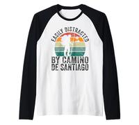 Maglietta Buen Camino de Santiago Facilmente Distratto San Giacomo Maglia con Maniche Raglan