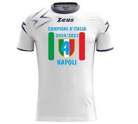 Maglietta Campioni d'Italia 2025 4 Scudetti | Personalizzabile con Nome e Numero Maglia Calcio Zeus Mida Calcio Scudetto Napoli | Napule e' Milleculore PS 41076-NAP-10