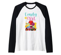 Maglietta Candy Girl Carina Arcobaleno Zucchero Filato Maglia con Maniche Raglan