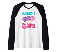Maglietta Candy Girl Carina Arcobaleno Zucchero Filato Maglia con Maniche Raglan