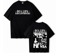 Maglietta Cantante Maglietta Dua Maglietta Lipa Maglietta Unisex in Cotone Girocollo Manica Corta Camicia per Musica Pop Regalo per Fan XS-3XL-Black||XS