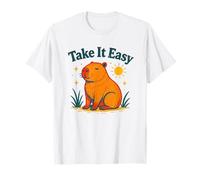 Maglietta Capybara Take It Easy Cute Animal Chill Vibes Maglietta
