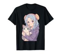 Maglietta carina giapponese Kawaii Girl Anime & Cats Maglietta