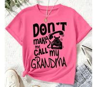 Maglietta casual a girocollo con maniche corte per ragazze pre-adolescenti, stampata con telefono e slogan "NON FARMI CHIAMARE MIA NONNA", top a maniche corte per bambini, comodi e morbidi, abbigliame