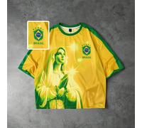 Maglietta casual a maniche corte con grafica della Vergine Maria e numero 10, in jersey circolare L,M,S,XLRitratto,LetterePoliestere