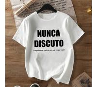 Maglietta casual a maniche corte con grafica e slogan in spagnolo "NUNCA DISCUTO" "Simplemente Explico Por Que Tengo Razón" per donna taglia comoda, adatta per primavera, estate, autunno, uscite di Og