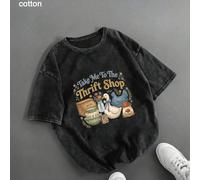 Maglietta casual a maniche corte con scollo rotondo, stampa di una statuetta di oca bianca in ceramica, adatta per uso quotidiano, primavera/estate/autunno, taglia grande, per San Valentino/Ritorno a