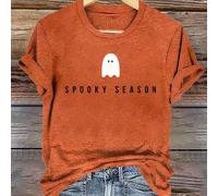 Maglietta casual a maniche corte con stampa di "Nightmare Before Christmas" per Ognissanti, senza colletto, per donne 0XL,1XL,2XL,3XL,4XLHalloweenTessuto in maglia