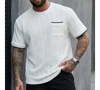 maglietta casual a maniche corte da uomo, realizzata in tessuto a maglia jacquard a righe verticali, di moda versatile, adatta per l'uso quotidiano. È il regalo perfetto per il fidanzato o il marito.