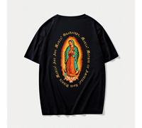 Maglietta casual a maniche corte da uomo taglie forti, con stile da strada, grafica stampata con Monna Lisa, angelo e messaggi in inglese, stile Y2K, adatta per uso quotidiano 1XL,2XL,3XL,4XL,5XL,6XLH