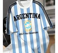 Maglietta casual a maniche corte e collo tondo con design da calcio/Argentina, adatta per ragazzi tra i 10 e i 12 anni, perfetta per l'estate 8Y,9Y,10Y,11Y,12YGeometrico,Lettere,sloganTessuto