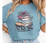 Maglietta casual a maniche corte e girocollo con stampa di libri e fiori selvatici, adatta agli amanti dei libri, magliette grafiche per donna L,M,S,XL,XXLAnimale,Auto,Fumetto,Natale,Ritratto,Galassia