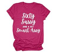 Maglietta casual a maniche corte girocollo stampa grafica, top, camicetta, maglietta da indossare tutti i giorni, comodo tessuto morbido, vestibilità alla moda, rosa intenso, M