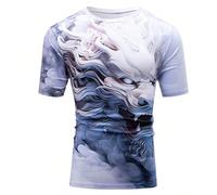 Maglietta casual a maniche corte uomo, con stampa del drago cinese e scollo rotondo, adatta per uscire, per il marito L,M,S,XL,XS,XXLTessuto