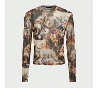 Maglietta casual a maniche lunghe con scollo a equipaggio e stampa di angeli, taglie forti per uomo 2XL,3XL,4XL,5XL,6XLstampa dappertuttoTessuto