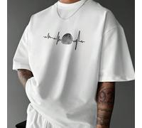 Maglietta casual aderente a maniche corte con scollo a girocollo e stampa minimalista della luna per uomo L,M,S,XL,XS,XXL,XXSGrafico,LettereTessuto in maglia
